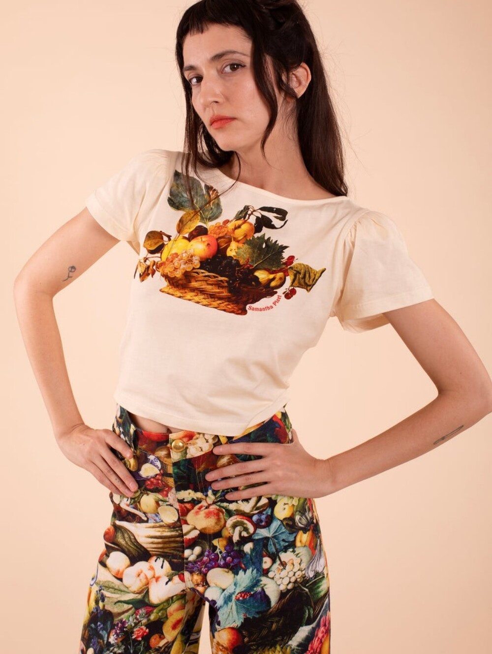 Samantha Pleet Cream Graphic Top - Cream